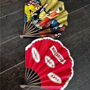 Vintage Art Deco Decorative Hand Fans Marie Brizard